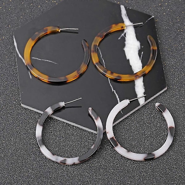 Klassiske C-formede øredobber Retro Leopard Runde Hoop Øredobber Smykker For Dating Black and white