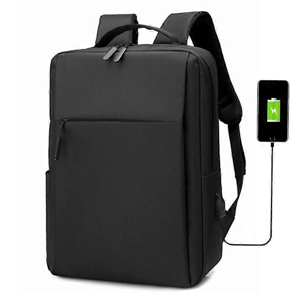 Mænds 15,6 tommer Laptop Rygsæk USB Opladning Nylon Skoletasker Vandafvisende Rygsække blue