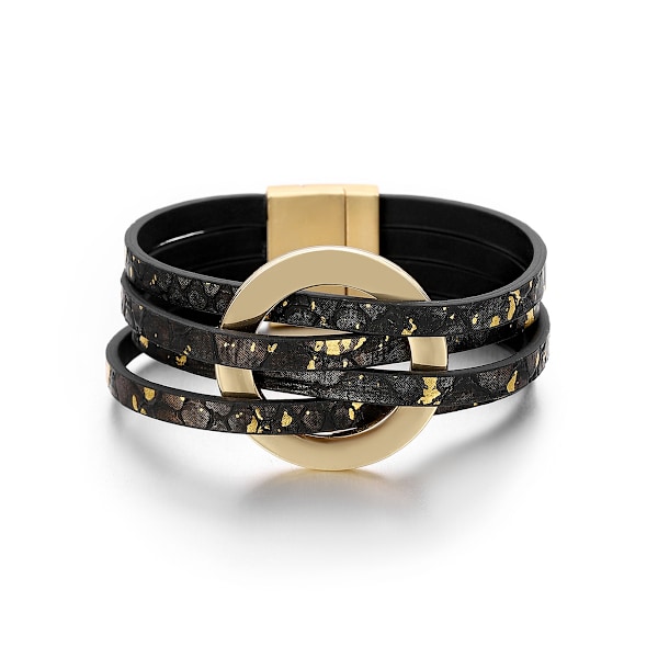 Læderarmbånd til kvinder 2022 Mode Armbånd & Armringe Elegant Multilayer Bredt Wrap Armbånd Kvindelige Smykker Gave Black 2