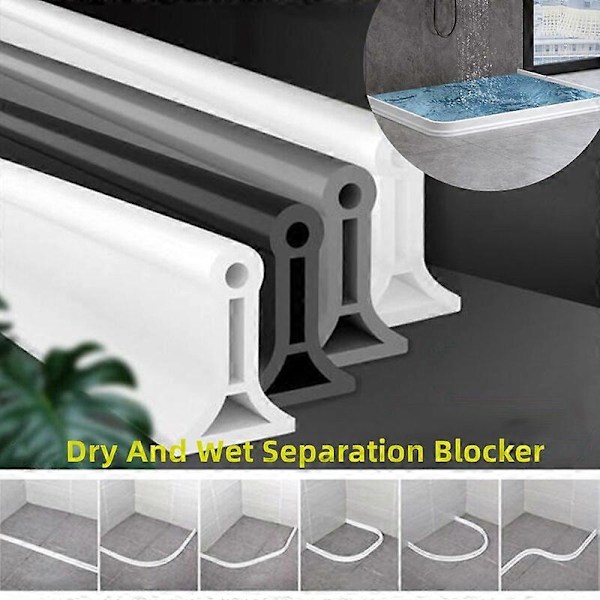 Silikon Duschvattenstopp Multifunktionell Böjbar Duschvattenbarriär Damm Flood Barrier Torr och Våtskillnad BlockerCraft Rörrengörare 100cm black