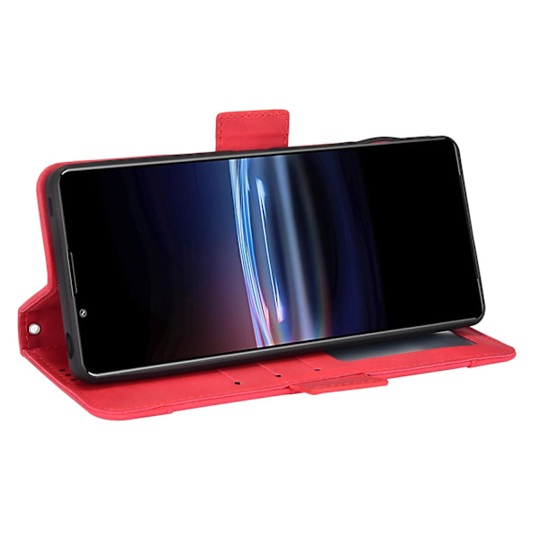 Sony Xperia Pro-i:lle pudotusta kestävä magneettikiinnitteinen läppäkotelo, useita korttipaikkoja, lompakkoteline, PU-nahkainen puhelinkotelo Red