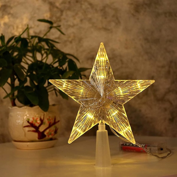 2pcs Christmas Tree Topper Star With Warm White Led Light,star Tree Topper For Christmas Tree Decorations Flash Warm White Star Light