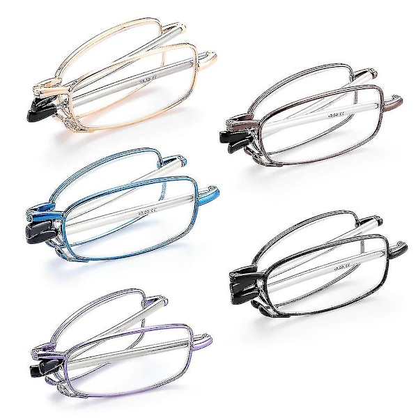 Unisex Vikbara Läsglasögon med Fodral Män Kvinnor Teleskopiska Ben Rotation Presbyopi Glasögon Synvård +1.0-4.0 - Cykelglasögon Blue Strength 1.00