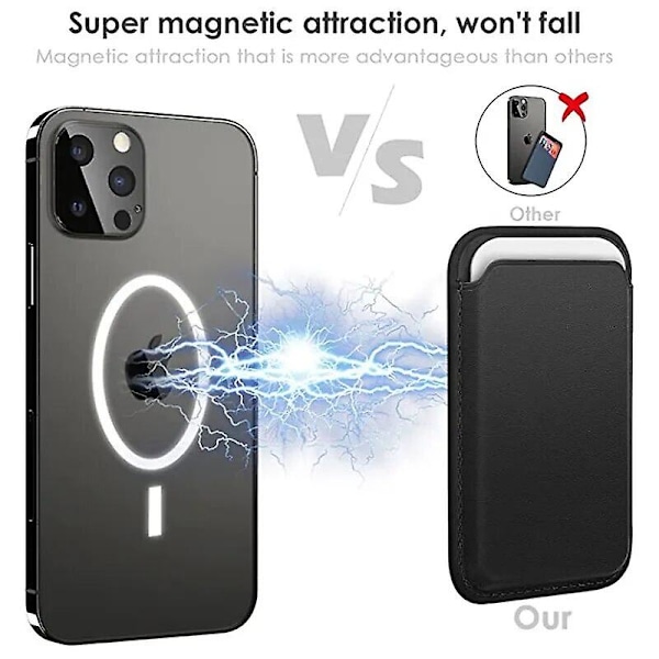 Jaster MagSafe Wallet Læder Kompatibel Til Iphone 14 13 12 11 Pro Max Xr Xs Max 7 8 Plus RFID Kort Holder Med MagSafe Magnet Black