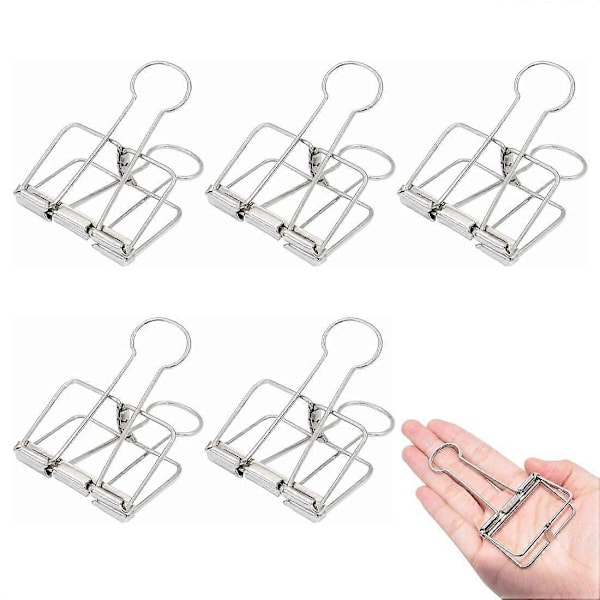 Ekstra store papirclips, hule, lange clips 3,2 cm, flere farver, store papirklemmer til kontorartikler (10 stk.) (D-V2) silver