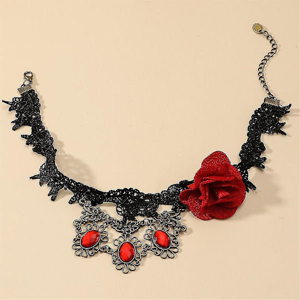 Goth Choker Halskæde Kvinder Blomst Choker Gothic Choker Rose Choker Lace Choker