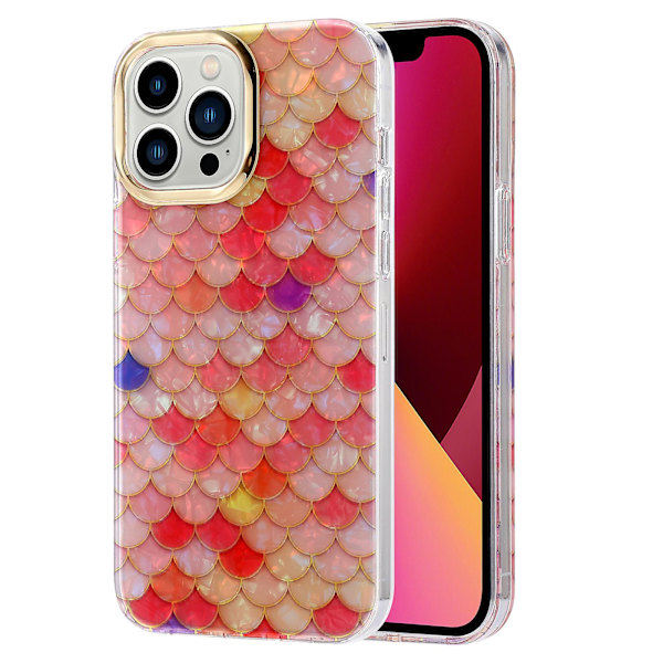 For iPhone 13 Pro Etui Elektroplettering Linse Ramme PC+TPU IMD Telefon Cover Y5 Red Scale