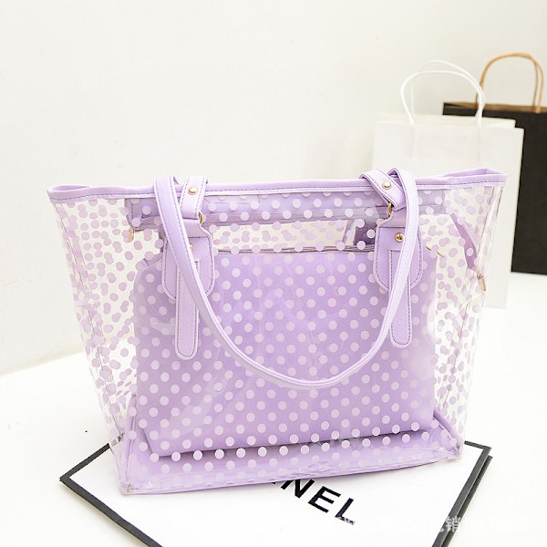 Klar Transparent Tote Axelremsväska Strand Allround Handväska Flicka Beige