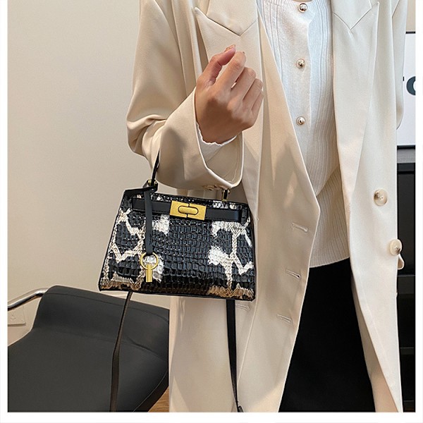 Dam Mode Tote Handväska Dam Läder Messenger Crossbody Väska Justerbar Rem Daglig Shopping Black