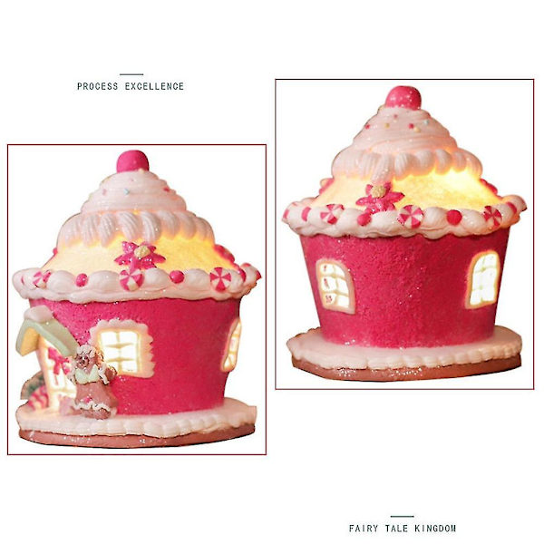 LED Jul Pepparkakshus Hus Pepparkaksinredning Bordsdekoration Jul Högtidsdekoration,b