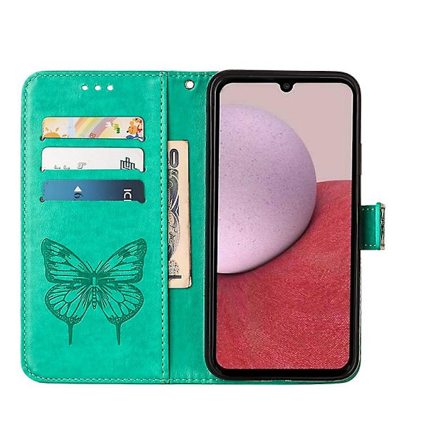 Mobiltelefonskal i präglad fjärilsläder för Samsung Galaxy A25 5g / A24 Green