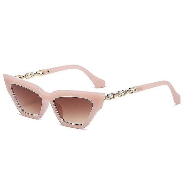 Kattöga Solglasögon Kvinnor Mode Lyx Kvadratiska Solglasögon Kvinnor Metallkedja Tinningar Liten Ram Svart Lila Solglasögon Pink Brown