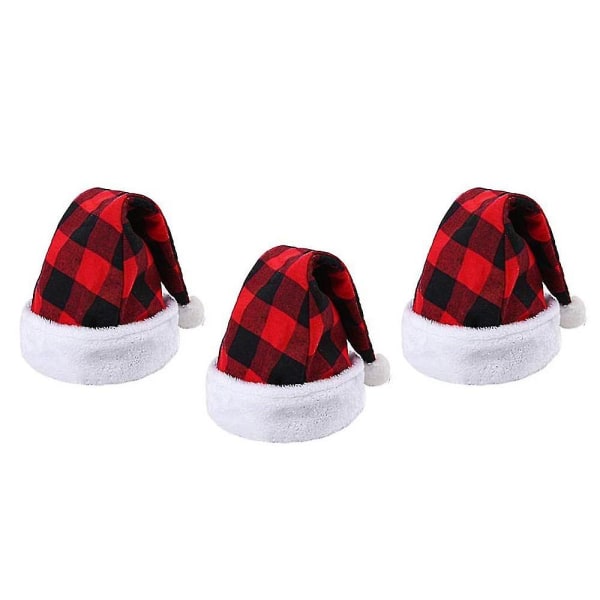 3pack Christmas Santa Hat Plaid Santa Hat Plush Hat For Christmas Costume Party And Holiday Event