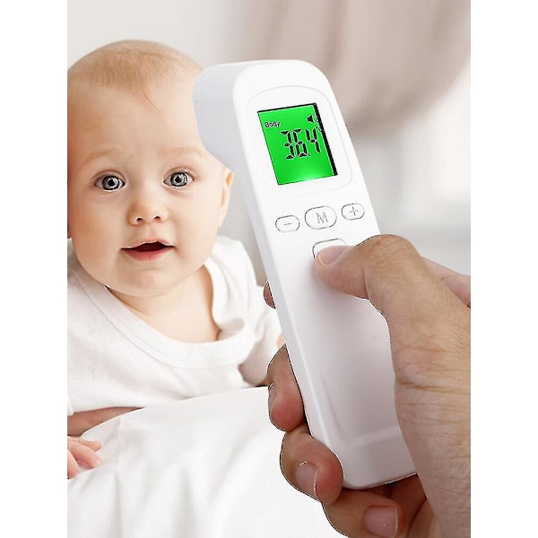 Digital infraröd pann termometer för vuxna och barn, handhållen LCD-display kontaktfri temperaturpistol med 32 minnen och Celsius/Fahrenheit-omkopplare
