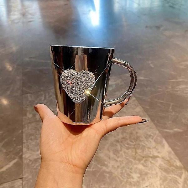 Hjerteformet Krystal Rhinestone Rustfrit Stål Kaffe- & Ølkrus