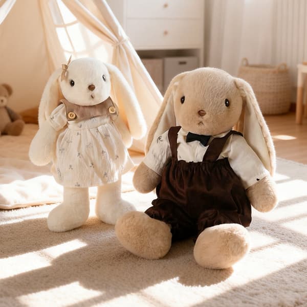 Molnbomull Kanin Serie Plyschdocka Leksak Söt Docka Tygdocka Overalls-David 45cm