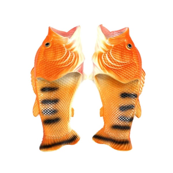 Unisex Simulerte 3D Fisk Tøfler Sommer Morsomme Mote Flip Flops For Utendørs Gold 28-29