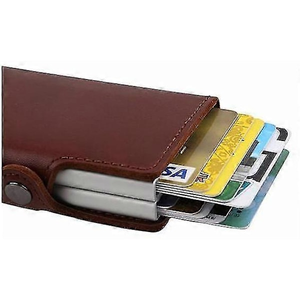 Kaksinkertainen Varkaudenestolompakko RFID-NFC Suojattu POP UP Kortinpidin Brown- 12st Card Brown