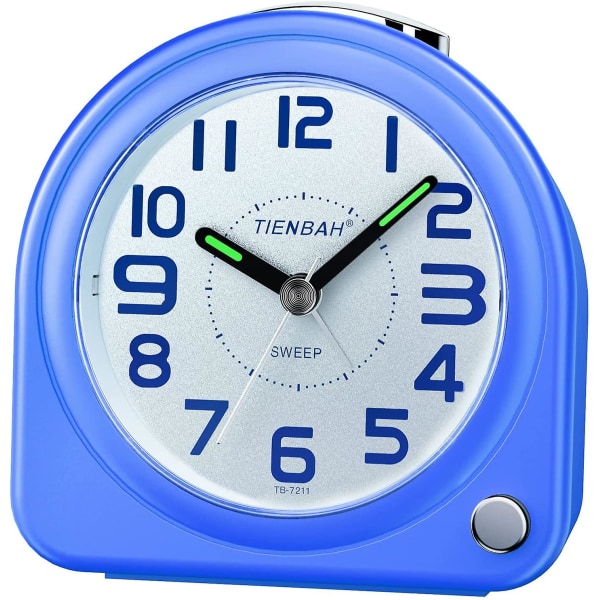 Analog Alarm Clock Battery Operated For Heavy Sleepers Adults Bedrooms Bedside Kids Teens Non Ticking With Night Light Alarm Clocks Blue