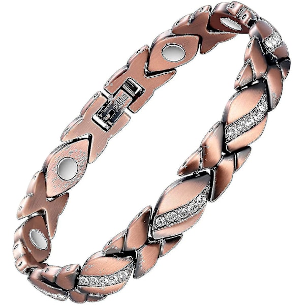 Kobber Magnetiske Armbånd Til Kvinder Gigt Smerter Ref~3500 Gauss Magnet Armbånd~effektiv Terapi Til Rsi&karpaltunnelsyndrom~100% Rent Kobber Krystal