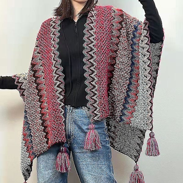 2022 Tidlig Forår Ny Sjal National Stil Shawl Kappe Rejse Shoot Split Kappe Polstret Sjal Kvinder Fuchsia