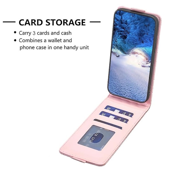 Mobiltelefonskal i läder med vertikalt flipp för Samsung Galaxy S22+ 5g Diamond Lattice Pink