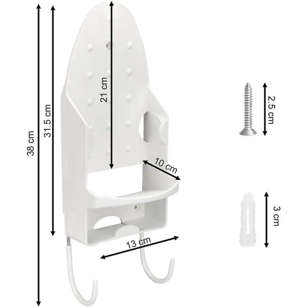 Ironing Board Wall Mount With 2 Pbt Hooks 13.3 X 29.4 Cm