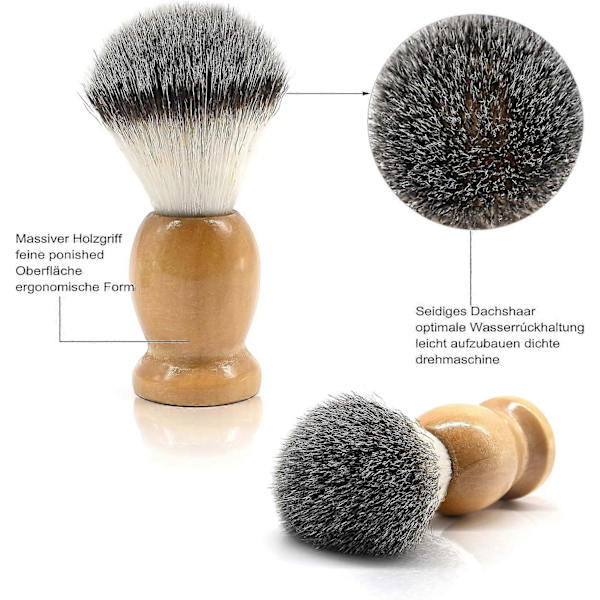 Sæt til barbering for mænd, vådsæt til barbering 3 i 1, inklusive barberbørste, barberskål i rustfrit stål, sikkerhedsstander, holdbar og nem at rengøre