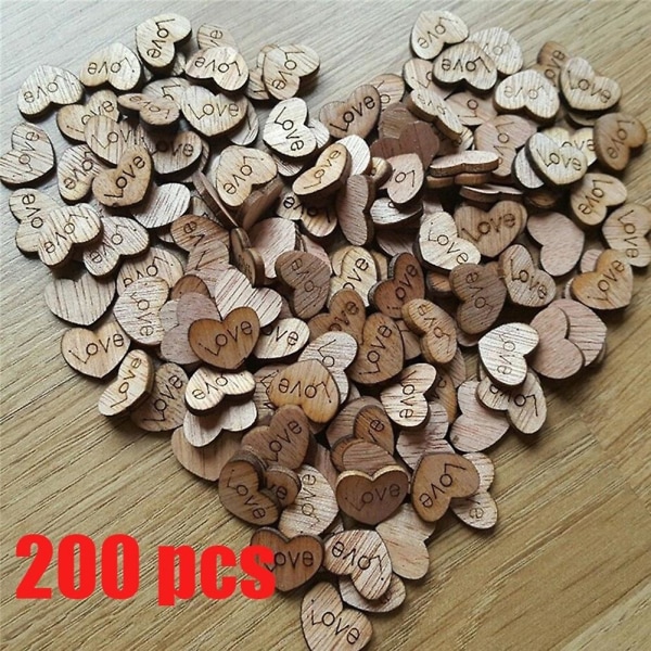 3 X 200pcs Wooden Love Heart Slice Discs Wedding Party Table Scatter Decor Diy Craft