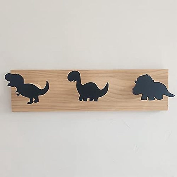 Children Dinosaur Mural Wooden Door Hooks Holder Compatible With Boys Bedroom Bedroom Games Decorations-noir