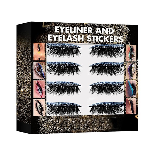 Färgglada eyeliner-ögonfransdekaler, självhäftande falska ögonfransar, konstgjorda förlängningsögonfransar blue
