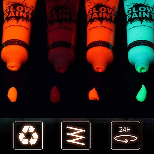 10ml Halloween Glow Pop I Mørke Ansigtsmaling Sort Lysmaling UV Neon & Krops Kridt Sæt Fluorescerende Makeup Markør Jul H