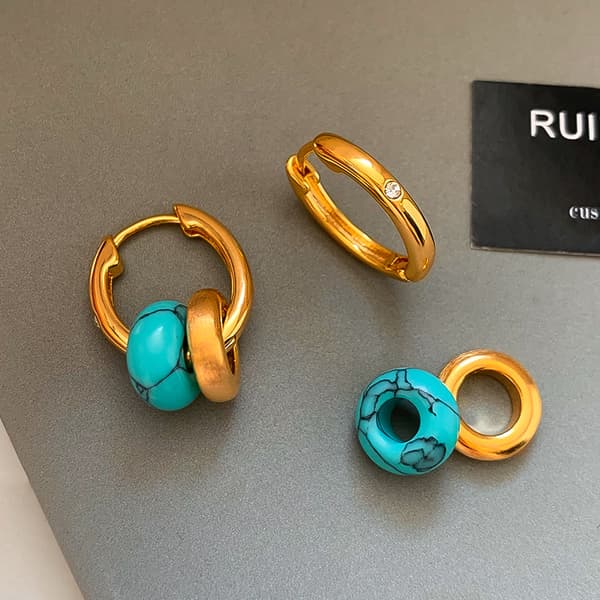 Turkis Natursten Øreringe til Kvinder - Let Luksus Retro Udsøgte High End Øreringe og Tilbehør
