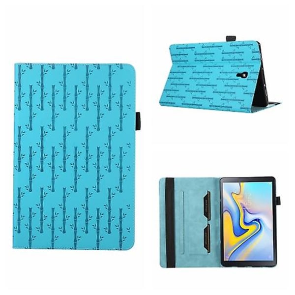 Lærtablettveske med lykkebambusmønster for Samsung Galaxy Tab A 10.5 T590 Blue