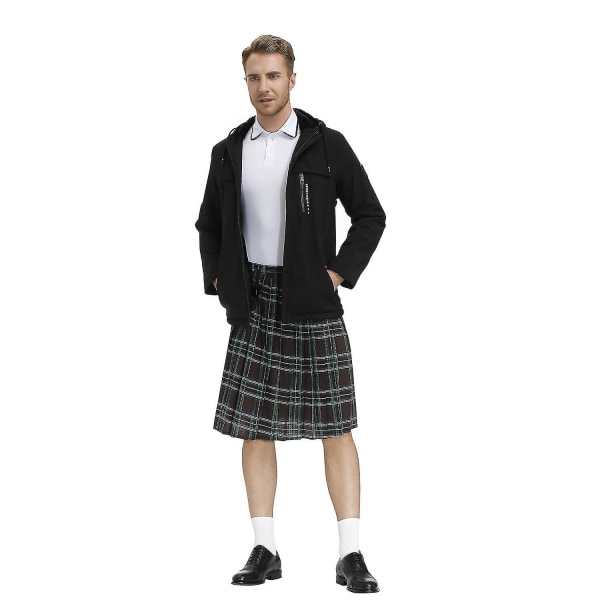 Men's plaid pleated skirt, traditional stage dress XL