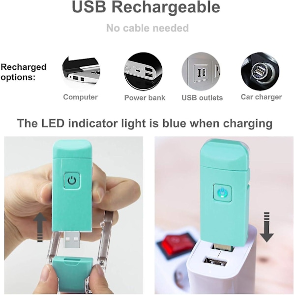USB-oppladbar boklampe for lesing i sengen, bærbar klipsbar LED-leselampe, bærbar leselampe for bokelskere, reise Light green