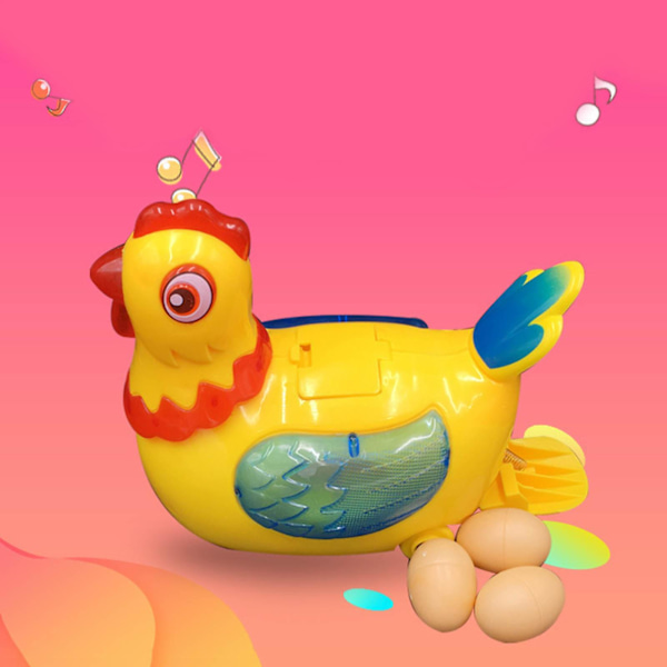 Elektrisk musikalsk kylling i plast - den magiske kyllingen med 3 egg, realistisk lyd, synger og legger egg