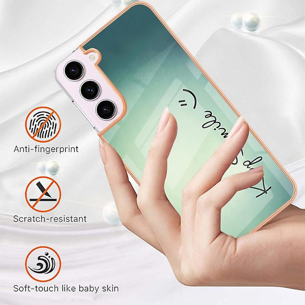 Samsung Galaxy S23 5g:lle sähköpinnoitettu marmori kaksoispuolinen Imd-matkapuhelinkotelo Smile