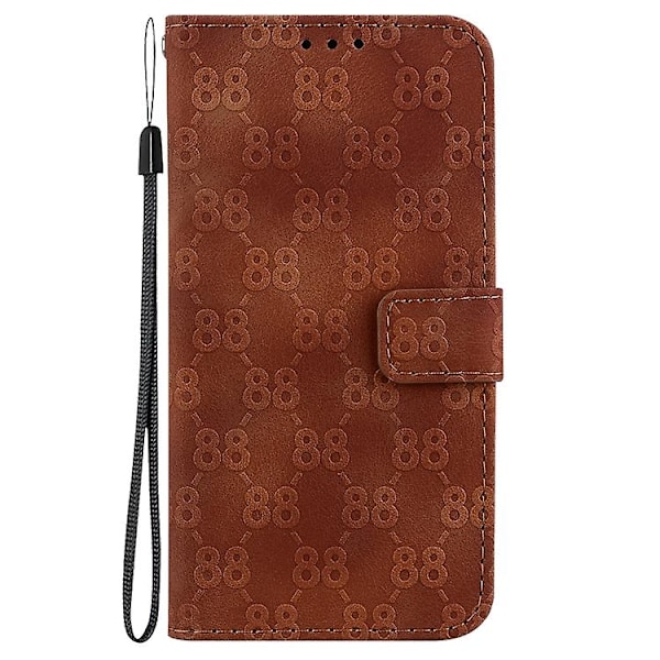 Mobiltelefonskal i läder med dubbla 8-formade präglingar för Samsung Galaxy S23 5g Brown