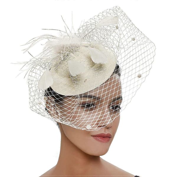 Fjær Mesh Topphatt Dame Mesh Slør Hårnål Hatt Party Hodeplagg Navy blue