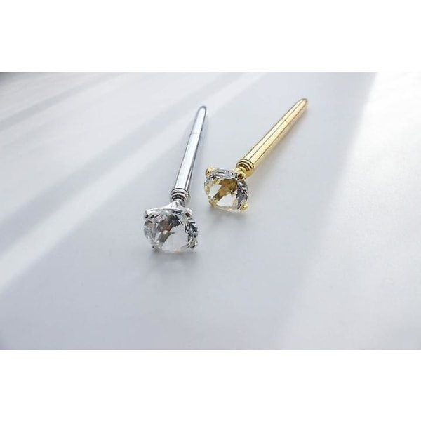3 pakke diamantpenner - gull, gull fancy penner for kvinner, penn med diamant på toppen, rhinestones krystall metall kulepenner svart blekk