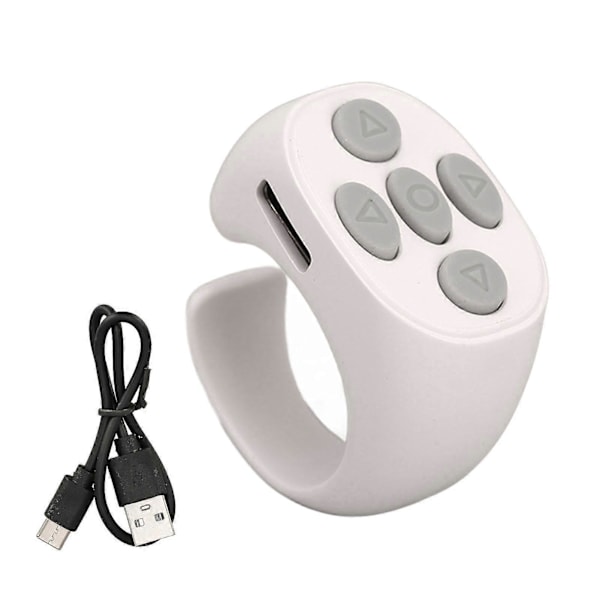 Smart Ring Controller Bluetooth 5.3 Trådløs Fjernbetjening Sideskifter Til Tik Tok Elektronisk Bog White