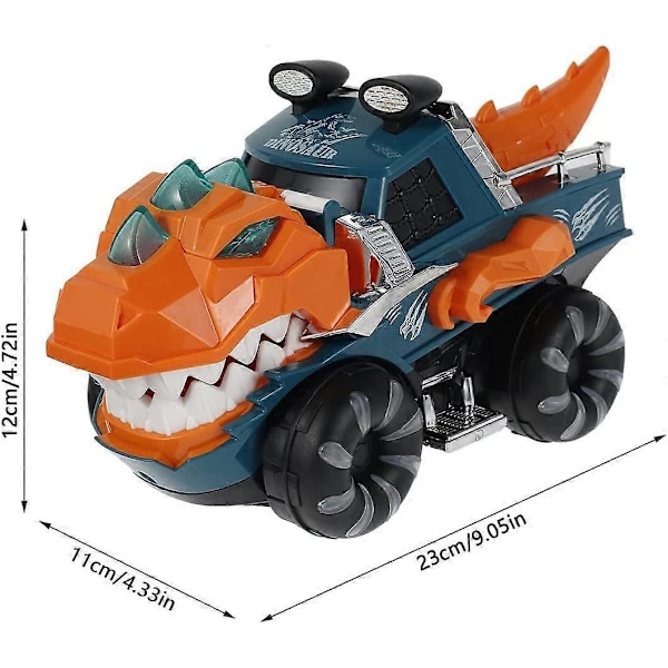 Dinosaurusauto Paristokäyttöinen Dinosauruskuorma-auto Valo- ja musiikkiominaisuuksilla Sähköinen Monster Truck Lasten Dinosaurus Esikoulun opetuslelu ST-4 orange
