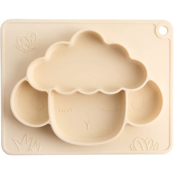 Silicone Suction Cup Plate For Baby Toddlers And Children Strong Suction At The Table Placemat With Compartments 100% Bpa Free Dishwasher And Microwav