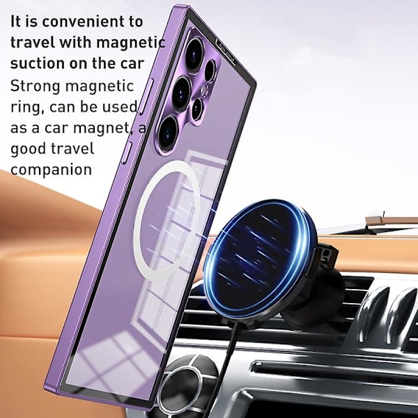 MagSafe HD Fjærspenne Metall Mobiltelefonveske for Samsung Galaxy S22 Ultra 5G Purple