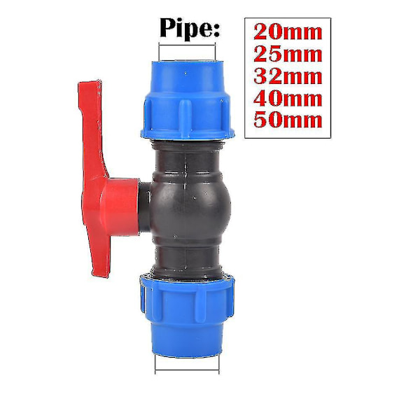 20/25/32/40/50mm PVC PE -putken vesijakaja muovinen venttiililiitin puutarha- ja maatilan kasteluun vesiputken letkuliitoksen tarvikkeet Straight tap 25mm