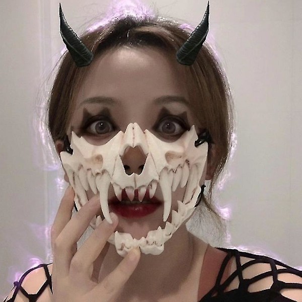 Halloween-festmaske Japansk Anime Drage Gud Skjelett Halvmaske Bein Skalle Dyr Maske Cosplay Dans Prom Kostyme Rekvisitter 1