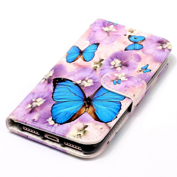 For Oppo A98 5g Etui Pu Læder+tpu Pung Mønster Trykt Mobiltelefon Cover Purple Flower Butterfly