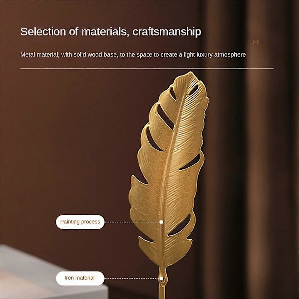 Kevyt Luksus Metalli käsityö Luova Koti Olohuone Veranda Viinikaappi Koriste Rauta Ginkgo Lehti Koristeet Feather ornaments - gold