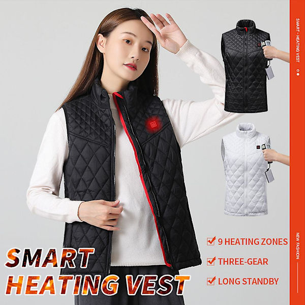 Elektrisk Opvarmet Vest til Kvinder - Intelligent Varmeopvarmningstøj med USB-Opladning og Konstant Temperatur - S-4XL White